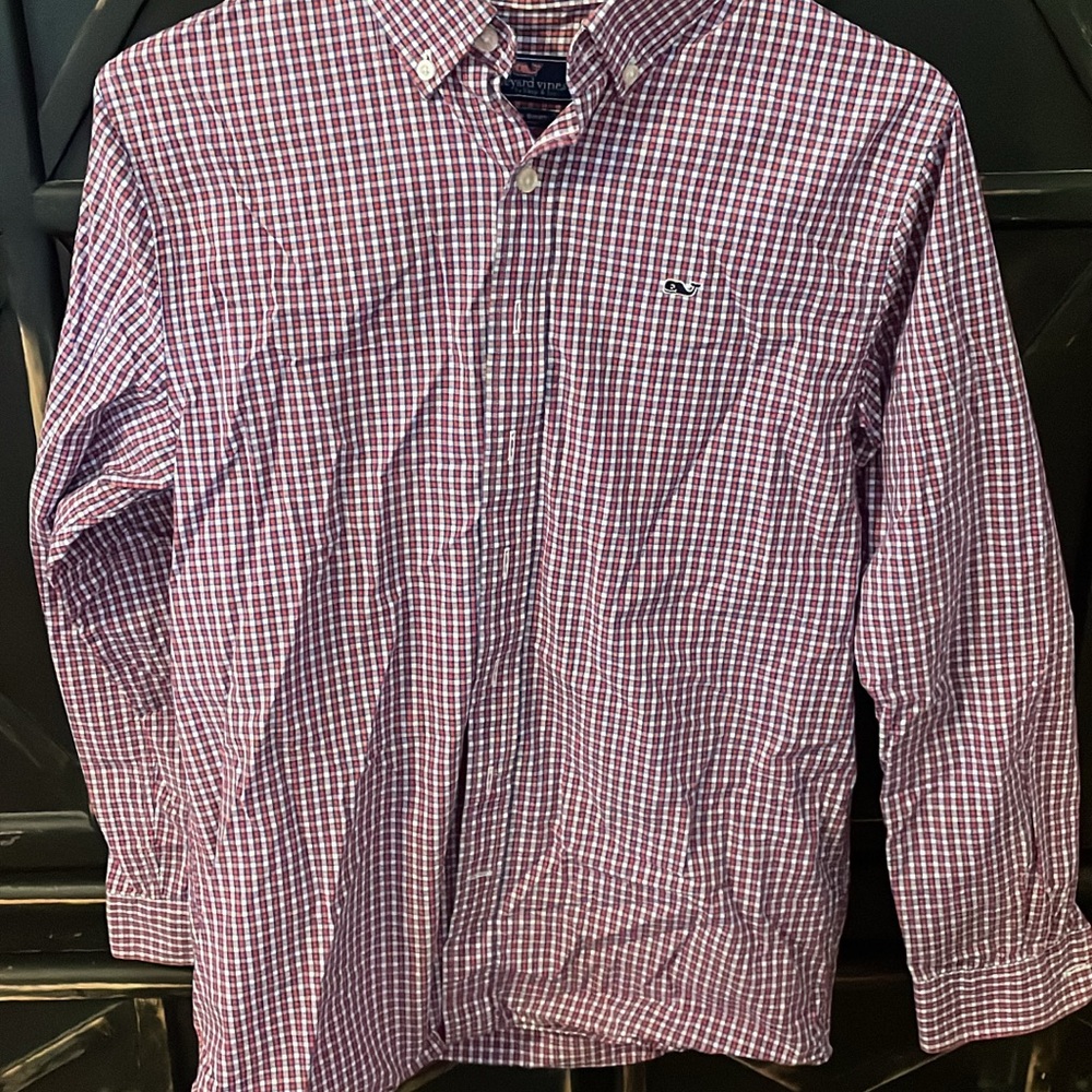 Vineyard Vines Kids Red and White Checkered Button Down Shirt